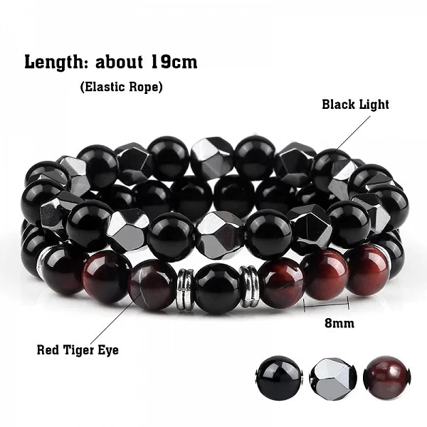 Bracelet irrégulier en pierre de lave hématite pour hommes, perles d'oeil de tigre naturel de 8mm, Bracelets pour Couples, bijou|3,99 €|OKKO MODE