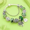 Bracelets à breloques arbre de vie en argent tibétain antique, perle de fleur en cristal vert avec coeur, bijoux à bricoler soi-|5,95 €|OKKO MODE