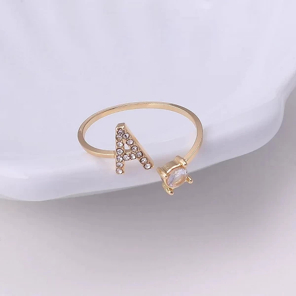 Petite lettre initiale anneaux pour femmes mode A-Z réglable ouvert bague esthétique mariage bijoux cadeau femme|2,00 €|OKKO MODE