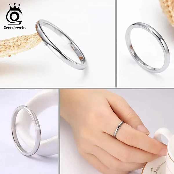 Bagues empilables en argent regardé 925 pour femme, bague de mariage, bijoux hautement polis, cadeau de la fête|13,49 €|OKKO MODE