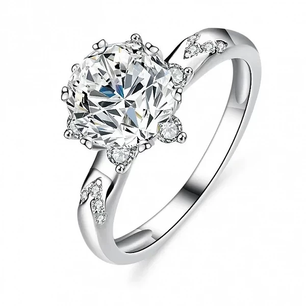 Bague en diamant platine PT950 2 carats Moissanite pour femme, bague flash à six griffes, matiques en diamant Ins, bijoux pour f|184,20 €|OKKO MODE