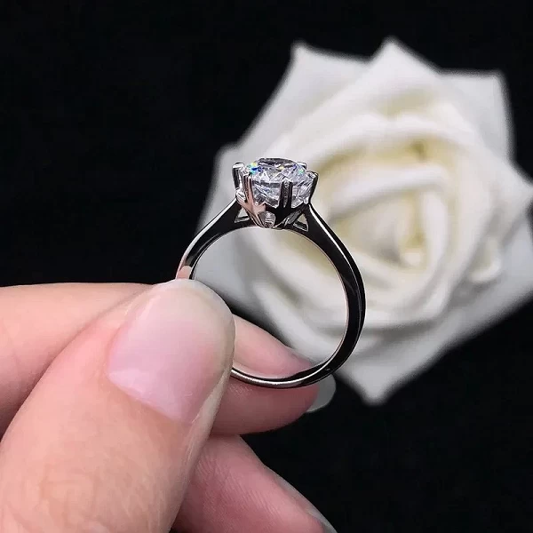 Bague en diamant Moissanite pour femme, or blanc massif 14 carats AU585|174,72 €|OKKO MODE