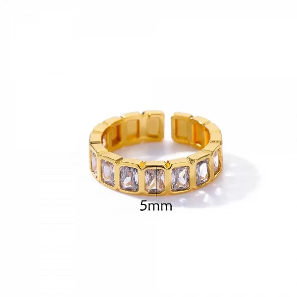 Bague carrée réglable en acier inoxydable pour femme, bague ouverte épissée, bijoux minimalistes, bague esthétique de mariage, B|2,96 €|OKKO MODE