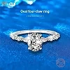 Bague Moissanite 2 Carats pour Femme, Bande de Coupe Ovale, Argent 925, Plaqué Or Blanc, Certification GRA, Cadeau de Mariage|44,03 €|OKKO MODE