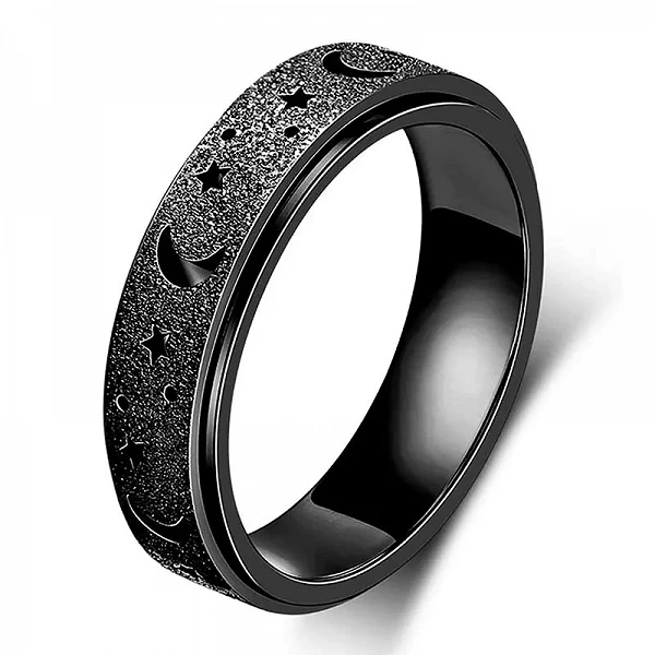 Bague Anti-anlande en Acier Inoxydable, Anneau Rotatif, Design ChimMoon et Étoile, Multi Couleurs à Choisir, 1 Pièce|3,04 €|OKKO MODE