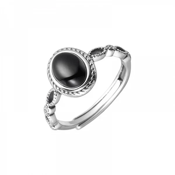 Bague agate noire senior, tempérament et mode|2,96 €|OKKO MODE