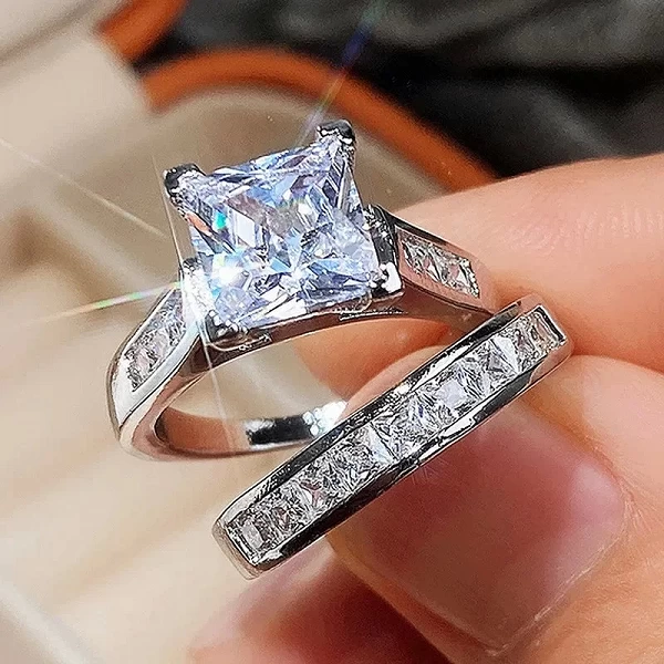 Ensemble de matiques de mariage carrées brillantes pour dames, matiques en zircone, accessoires de luxe, bijoux de fête de fianç|3,96 €|OKKO MODE