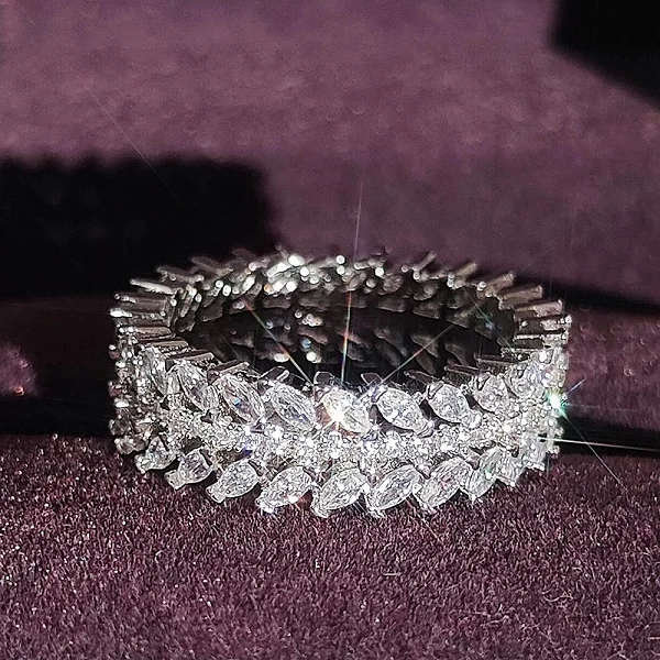 Bague de fiançailles de luxe Marquise Zcompresses pour femmes et filles, bague de bande d'éternité coupée, amour, unique, mariag|6,00 €|OKKO MODE