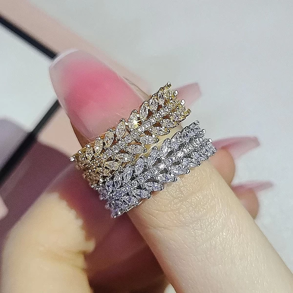 Bague de fiançailles de luxe Marquise Zcompresses pour femmes et filles, bague de bande d'éternité coupée, amour, unique, mariag|6,00 €|OKKO MODE