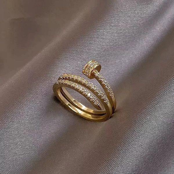 Bague en cuivre multicouche pour femme, couleur or, style tendance, bijoux à la main, contre-indiqué, 1 pièce|2,99 €|OKKO MODE