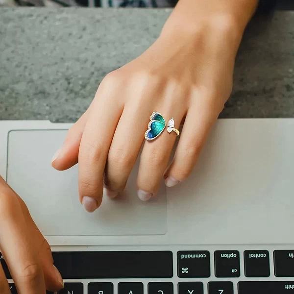 Bague ajustable avec papillon bleu pour femme, bijou Simple, romantique, élégant, cadeau d'anniversaire, à la mode, A3M465|3,01 €|OKKO MODE