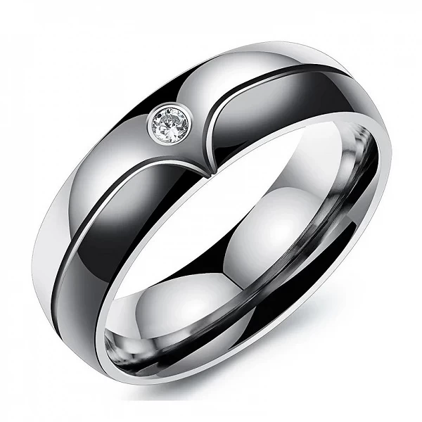 Bagues de mariage en acier inoxydable pour hommes et femmes, bague de couple CZ, bijoux de fiançailles, mode|8,99 €|OKKO MODE