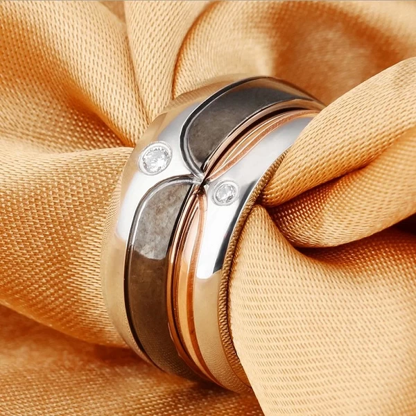 Bagues de mariage en acier inoxydable pour hommes et femmes, bague de couple CZ, bijoux de fiançailles, mode|8,99 €|OKKO MODE