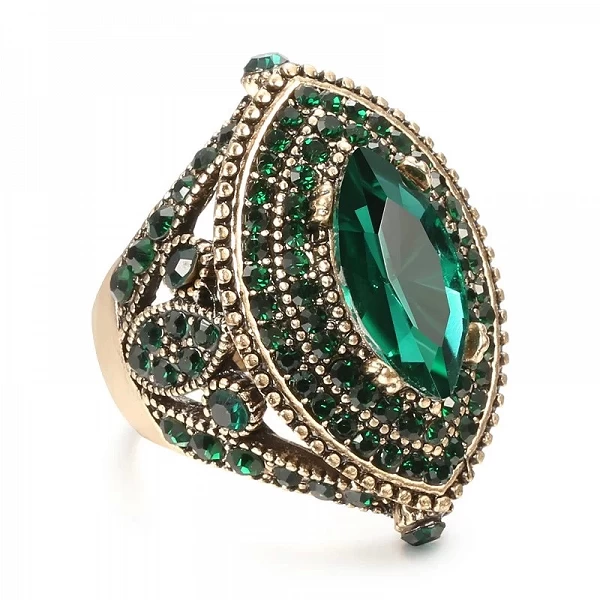 Bague de Luxe Antique pour Femme, Look Vintage, Clip Vert AAA, Bijoux Boho, Breloque Document Or, Bague de Mariage Ethnique|2,96 €|OKKO MODE