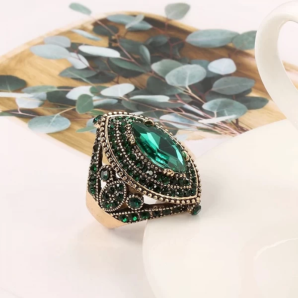 Bague de Luxe Antique pour Femme, Look Vintage, Clip Vert AAA, Bijoux Boho, Breloque Document Or, Bague de Mariage Ethnique|2,96 €|OKKO MODE