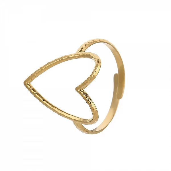 Bague creuse en acier inoxydable SION L pour femme, 2 couleurs cœur d'amour, beau cadeau de bijoux exquis|2,31 €|OKKO MODE