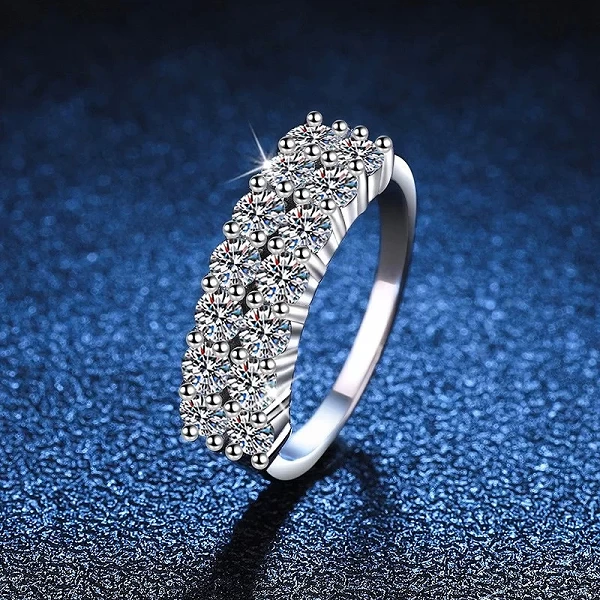 OKKO MODE|Bague Moissanite en Argent Sterling S925 Plaqué Or Blanc pour Femme, Alliance de Fiançailles et d'Éternité