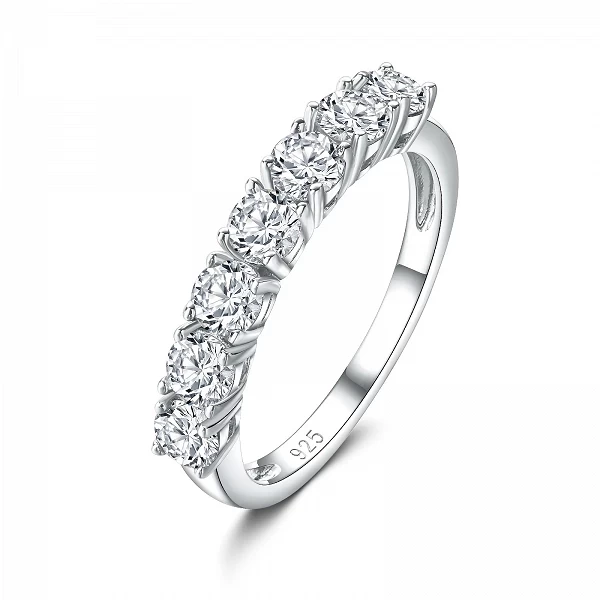 Bague ronde Moissanite pour femme, 1.1 argent véritable, plaqué rhodium, bague d'éternité, bijoux qualité, cadeaux|75,02 €|OKKO MODE