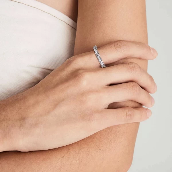 Bague ronde Moissanite pour femme, 1.1 argent véritable, plaqué rhodium, bague d'éternité, bijoux qualité, cadeaux|75,02 €|OKKO MODE