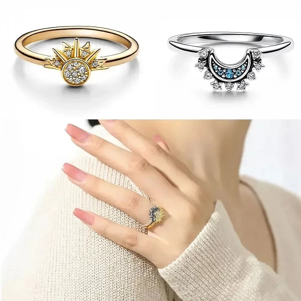 Bague Rotterdam Kling Riyue pour Femme, Soleil, Lune, Étoile, Convient pour vitation, Mode Féminine, Ensemble de 2 Pièces|4,00 €|OKKO MODE