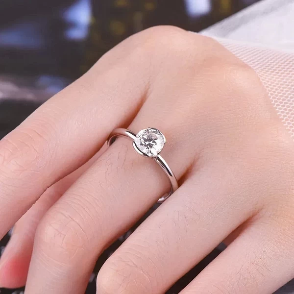 GRA-Bague de Fiançailles et de Mariage en Moissanite pour Femme, Anneau de Promesse Simple en Argent Sterling 925 avec Diamant, |30,00 €|OKKO MODE