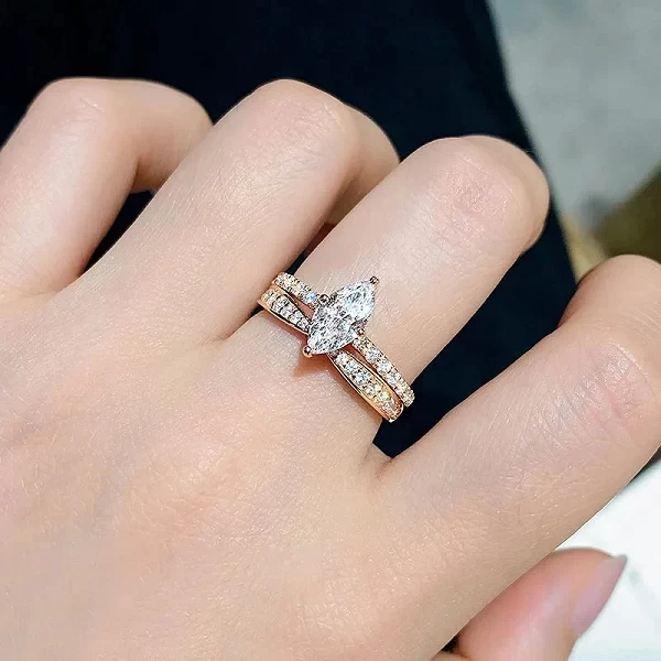 Bague Moissanite Argent Sterling S925, Diamant Marquise Femme|37,00 €|OKKO MODE