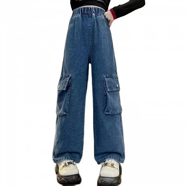 Jean Cargo Solide pour Fille, Vêtement Style Décontracté, 6, 8, 10, 12, 14 Ans|21,70 €|OKKO MODE