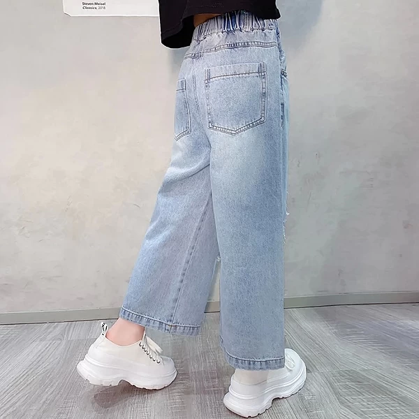 Jeans à grands trous pour fille et garçon, vêtements de style décontracté pour enfants de 6, 8, 10, 12 et 14 ans, printemps et a|19,80 €|OKKO MODE