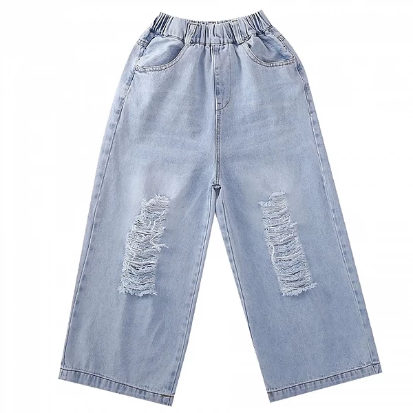 Jeans à grands trous pour fille et garçon, vêtements de style décontracté pour enfants de 6, 8, 10, 12 et 14 ans, printemps et a|19,80 €|OKKO MODE