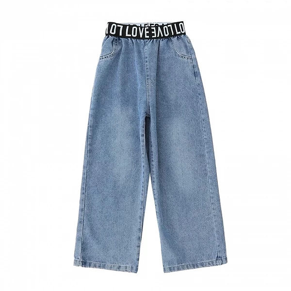 Jeans à motif de lettres pour filles, jeans patchwork pour enfants, vêtements pour enfants, printemps, automne|18,87 €|OKKO MODE