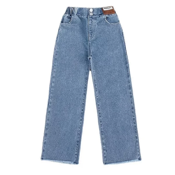 Jean à Jambes Larges Bleu pour Fille, Pantalon en Denim Décontracté pour Adolescents de 12, 13 et 14 ans, Nouvelle Collection|12,95 €|OKKO MODE