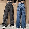 Jean à Jambes Larges pour Fille de 6, 8, 9, 10, 11, 12 et 14 Ans, Pantalon Droit Rétro, Vintage, Adolescent, Mode Printemps Auto|12,99 €|OKKO MODE