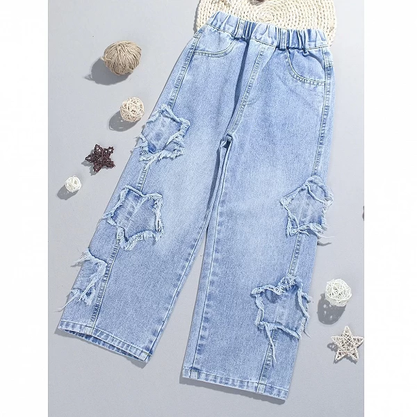 Jeans à Motif Étoile pour Fille, Vêtement Style Décontracté, pour Enfant de 6, 8, 10, 12 et 14 Ans, Collection Printemps-Automne|21,83 €|OKKO MODE