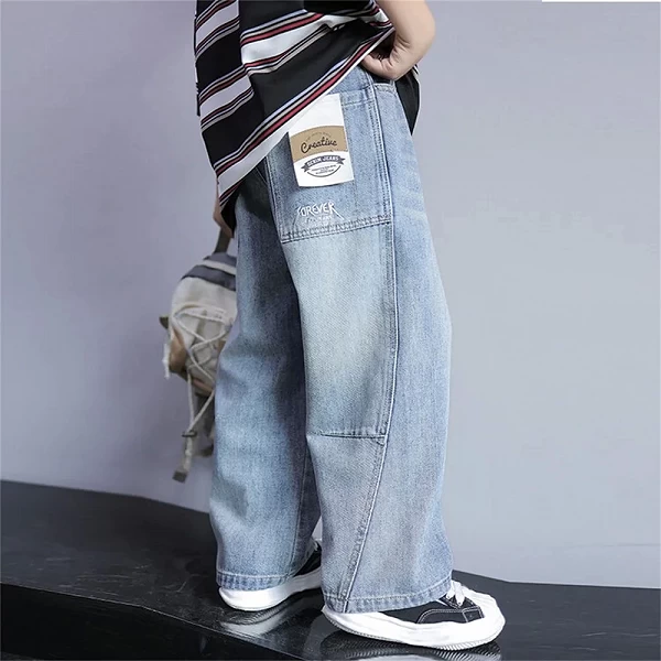 Jeans de danse de rue pour garçons, pantalons à jambes larges pour enfants, jeans en denim pour étudiants, pantalons de skate|23,39 €|OKKO MODE