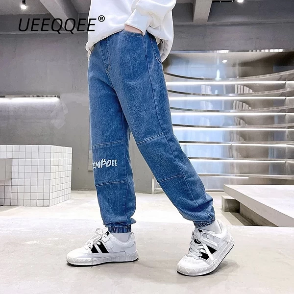 Jeans College en coton pour enfants, pantalons en denim pour garçons, vêtements pour adolescents FjKorean, 4-14 ans, printemps, |7,19 €|OKKO MODE