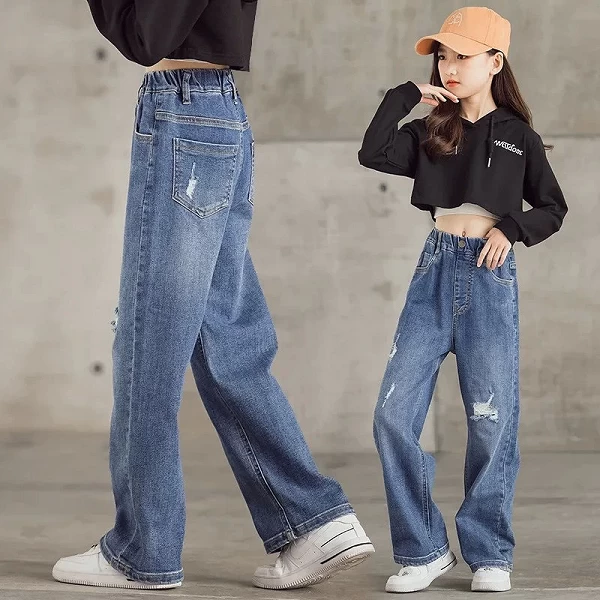 Pantalons en jean pour bébés filles, vêtements en Denim, bas pour enfants de 4 5 6 7 8 9 10 11 12 13 ans|11,69 €|OKKO MODE