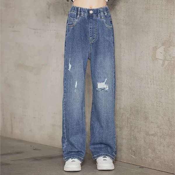 Pantalons en jean pour bébés filles, vêtements en Denim, bas pour enfants de 4 5 6 7 8 9 10 11 12 13 ans|11,69 €|OKKO MODE