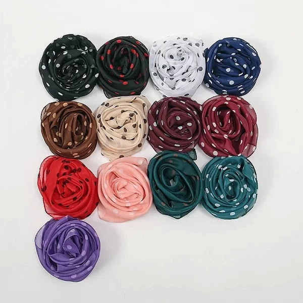 Foulard Carré Rétro en Mousseline de Soie à Pois pour Femme, Bandeau Doux, Hijab de la raq, Bandeau de Sauna, Rubans de Sac|2,69 €|OKKO MODE