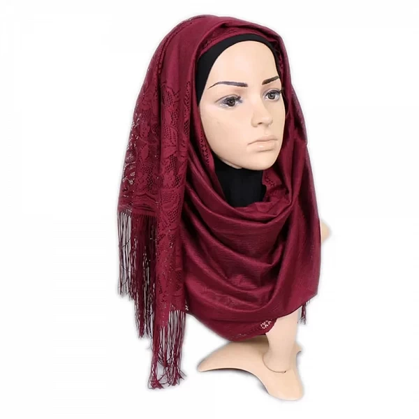 Foulard Hijab en Dentelle pour Femme, Châle Maxi Uni, Fleur Ronde, Foulard Blanc, Coton Doux, Hijabs Musulmans, Voile Catholique|3,59 €|OKKO MODE