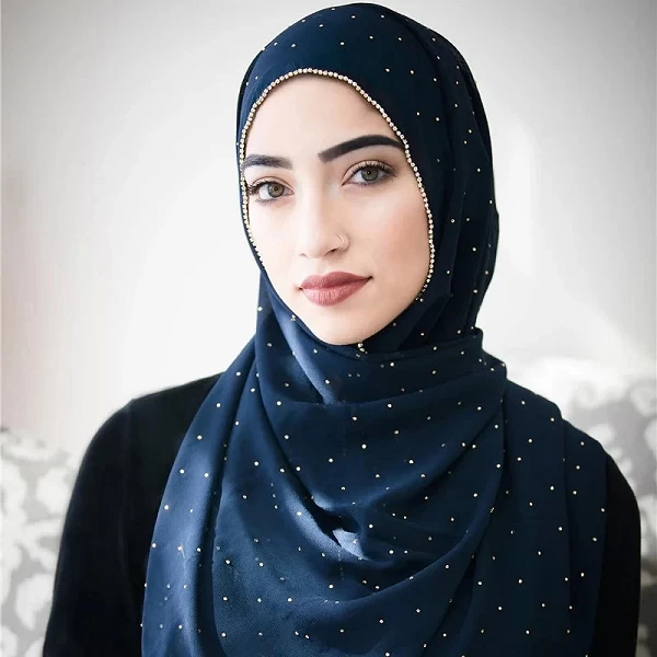 Foulard de tête en mousseline de soie dorée pour femme, hijab musulman, châle, rond, long, doux, de luxe, solide|7,19 €|OKKO MODE