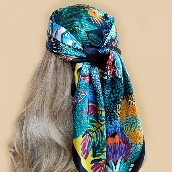 Foulard carré imprimé populaire, 90x90cm, châles de plage, protection solaire, Europe et Amérique, 2023|3,59 €|OKKO MODE