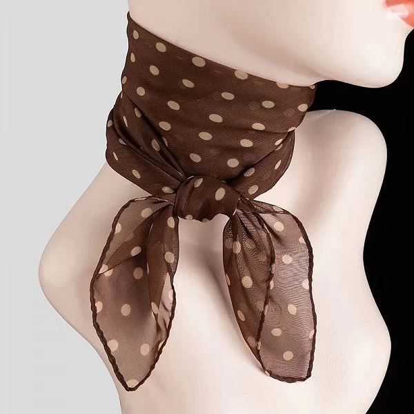 Écharpe carrée en satin pour femmes, foulard à pois, bandana, châles et enveloppes, mode, dame, bureau, petits cheveux, cou, été|2,69 €|OKKO MODE