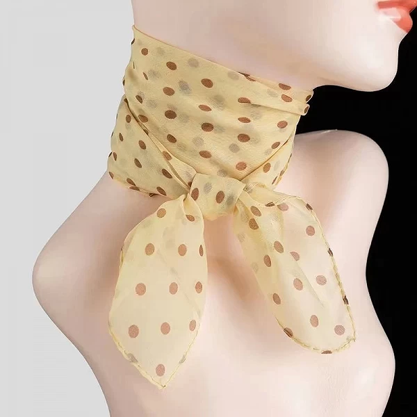 Écharpe carrée en satin pour femmes, foulard à pois, bandana, châles et enveloppes, mode, dame, bureau, petits cheveux, cou, été|2,69 €|OKKO MODE