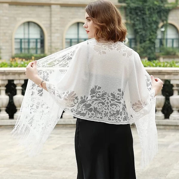 Châle en Dentelle Brodée pour Femme, Voile Triangulaire Floral, Écharpe de ix, Poncho de Mariage, Étoles, Bande de Sauna, Nouvel|3,59 €|OKKO MODE