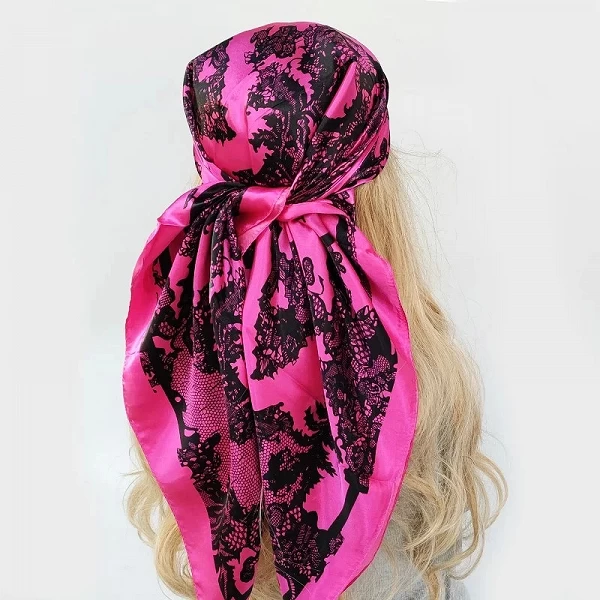 Foulard en satin imprimé pour femmes musulmanes, hijab carré, bandeau de sauna élégant, bandana design de marque|3,59 €|OKKO MODE