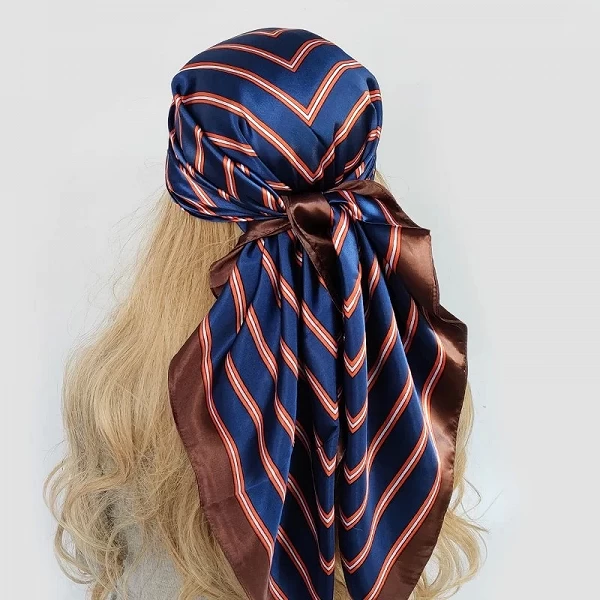 Foulard en satin imprimé pour femmes musulmanes, hijab carré, bandeau de sauna élégant, bandana design de marque|3,59 €|OKKO MODE