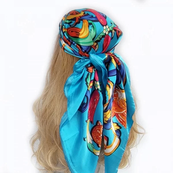 Foulard en satin imprimé pour femmes musulmanes, hijab carré, bandeau de sauna élégant, bandana design de marque|3,59 €|OKKO MODE