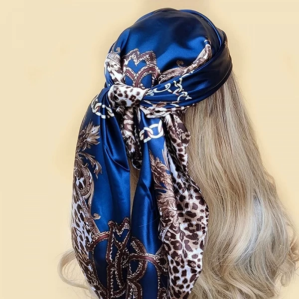 Foulard en satin imprimé pour femmes musulmanes, hijab carré, bandeau de sauna élégant, bandana design de marque|3,59 €|OKKO MODE