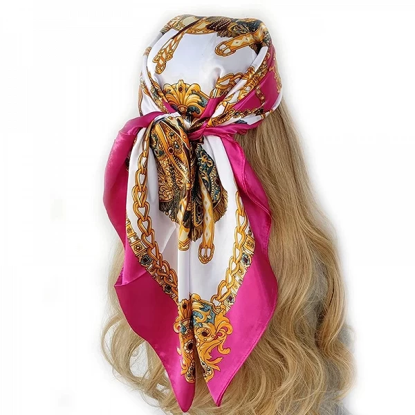 Foulards en soie de marque de luxe pour femmes, 90x90cm, Foulard de tête/Cheveux de styliste, Hijab Bandana pour femmes, 90x90cm|4,49 €|OKKO MODE