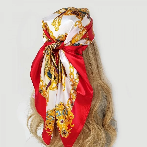 Foulards en soie de marque de luxe pour femmes, 90x90cm, Foulard de tête/Cheveux de styliste, Hijab Bandana pour femmes, 90x90cm|4,49 €|OKKO MODE